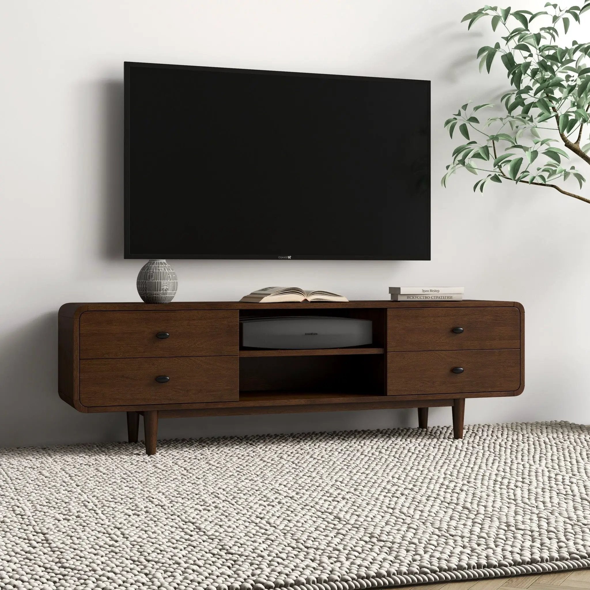 Alexa - TV Stand - Dark Brown / Wood by HouseOfZazla
