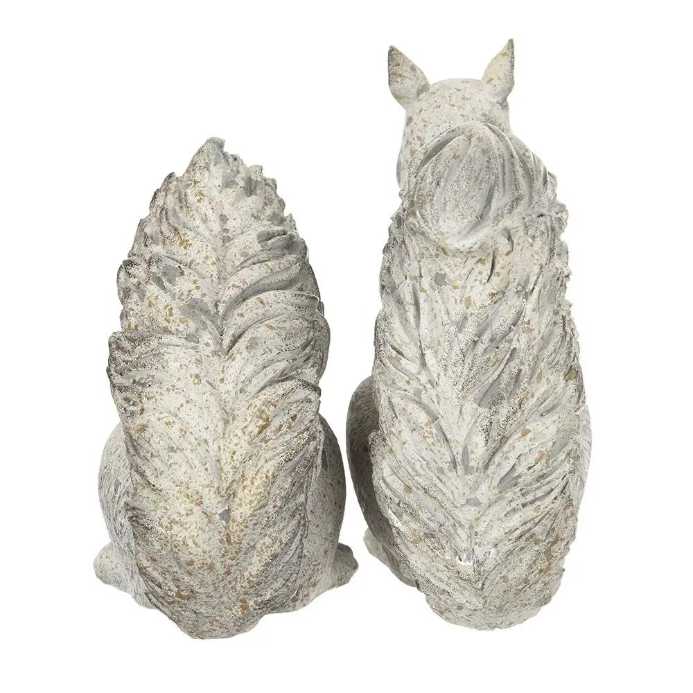 Resin Standing & Lying Down Squirrel Rustic, For Harvest Festival Fall Festival & Thanksgiving Table Decorations (Set of 2) - Antique Cream by HouseOfZazla