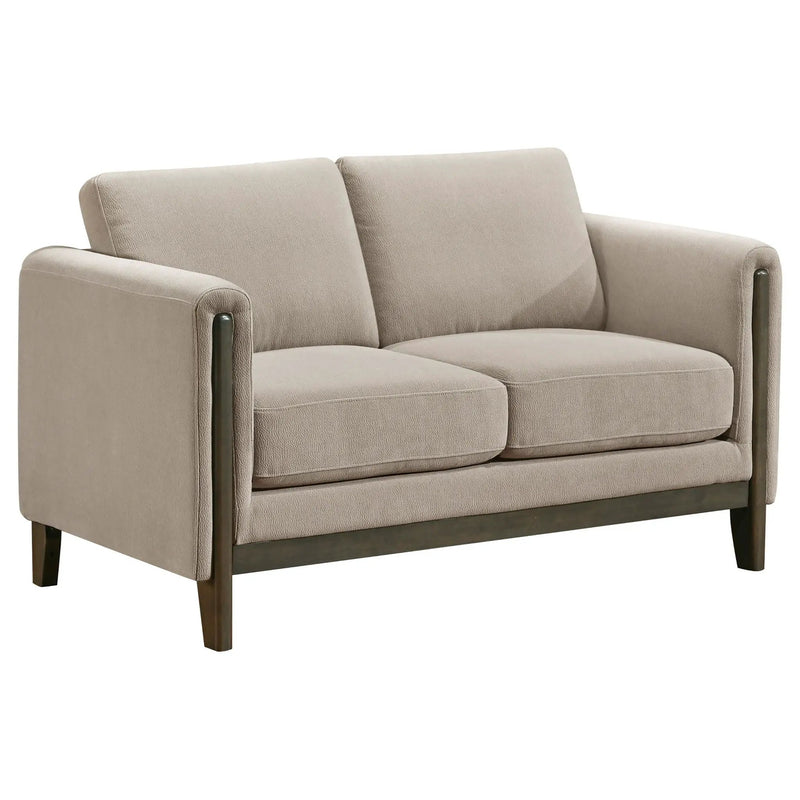 Islington Fabric Upholstered Panel Arm Loveseat Taupe by Unique Piece Furniture