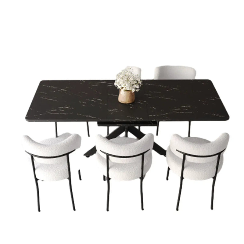 Extendable Dining Table Set With Curved Backrest Upholstered Chairs by HouseOfZazla