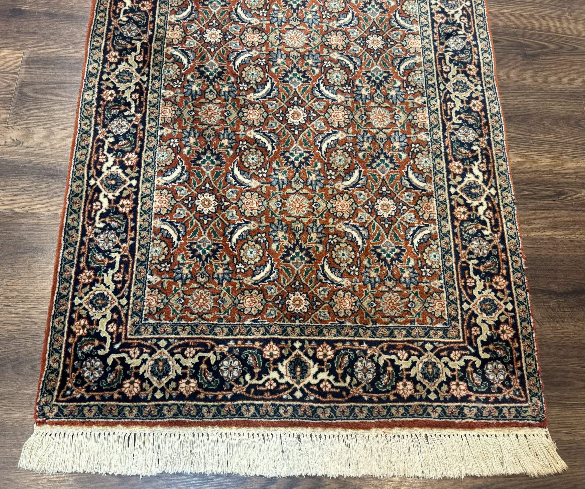 Indo Persian Bijar Rug 3x5, Red and Navy Blue, Allover Pattern, Fine Hand Knotted Wool Carpet by Jewel Rugs