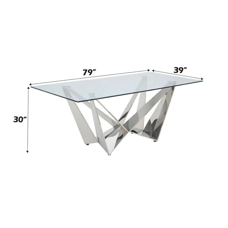 Dekel - Dining Table - Clear Glass Top & Stainless Steel by Unique Piece Furniture