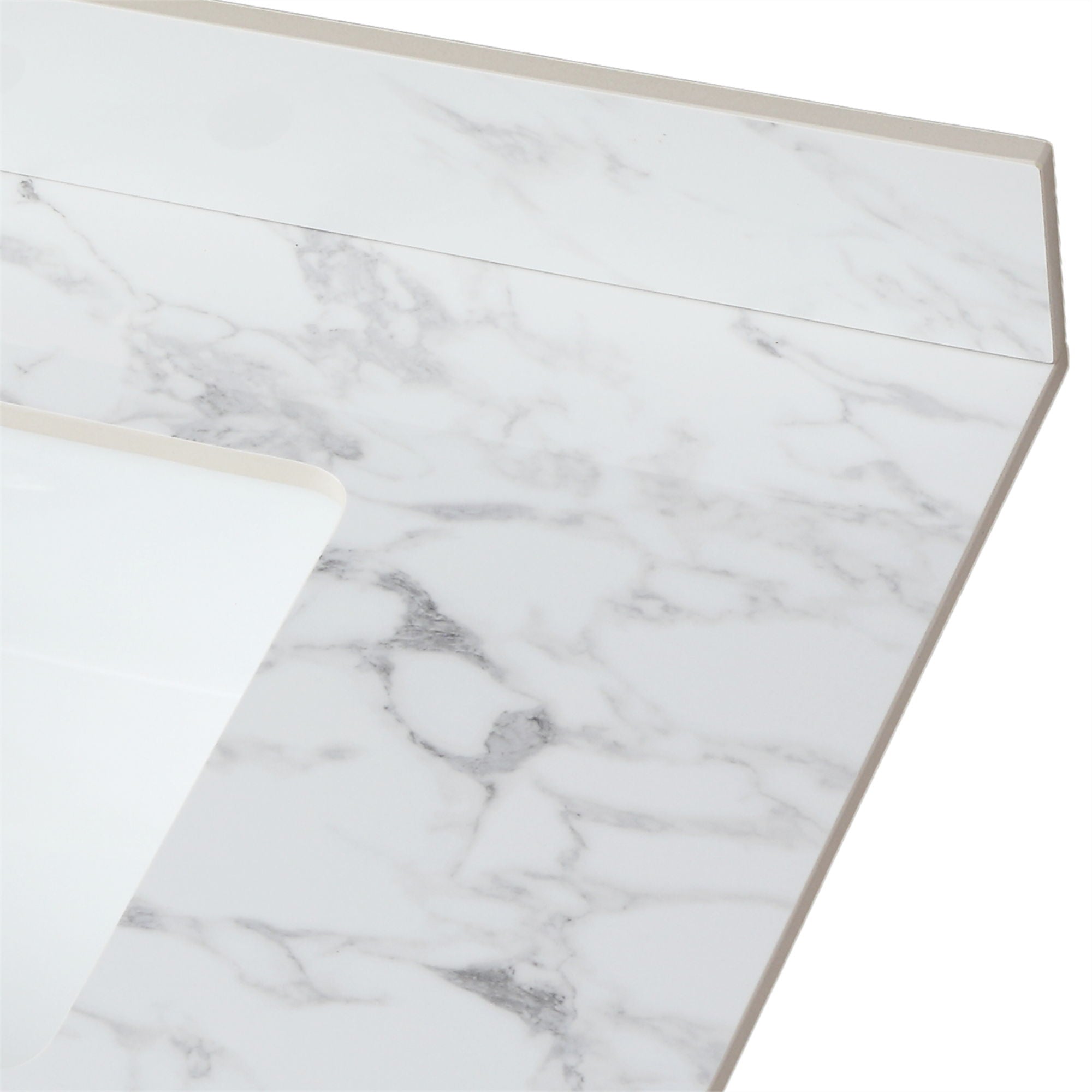 Elegant Bathroom Vanity Top With Rectangular Ceramic Sink And Backsplash by HouseOfZazla