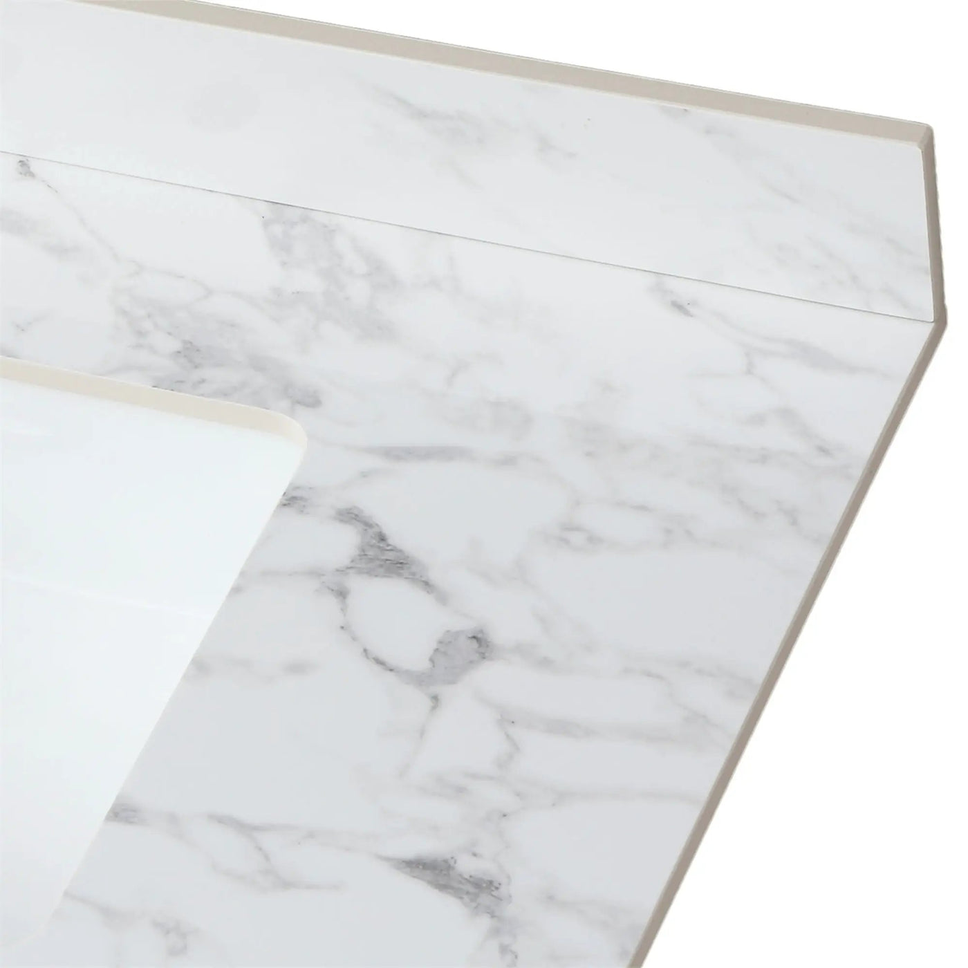 Elegant Sintered Stone Bathroom Vanity Top With Rectangular Undermount Ceramic Sink by HouseOfZazla