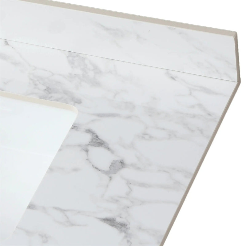 Elegant Sintered Stone Bathroom Vanity Top With Rectangular Undermount Ceramic Sink by HouseOfZazla