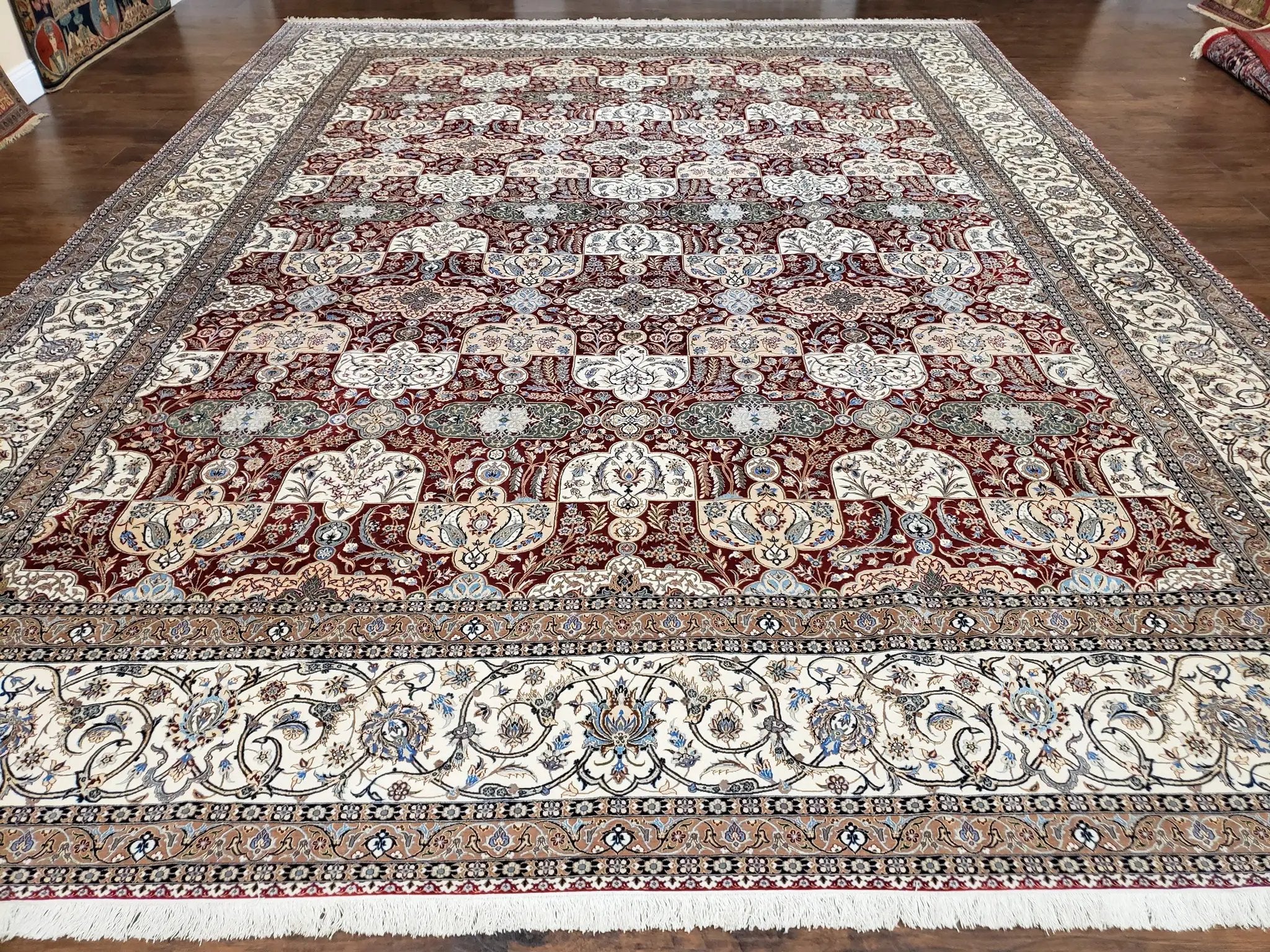 Persian Nain Rug 11x15 – Wool on Silk, Hand-Knotted, Signed Masterpiece by Jewel Rugs