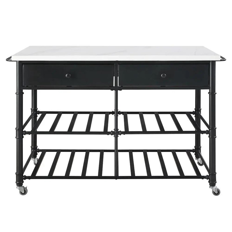 Emery - Kitchen Island - White Cultured Marble Top & Gray by Unique Piece Furniture