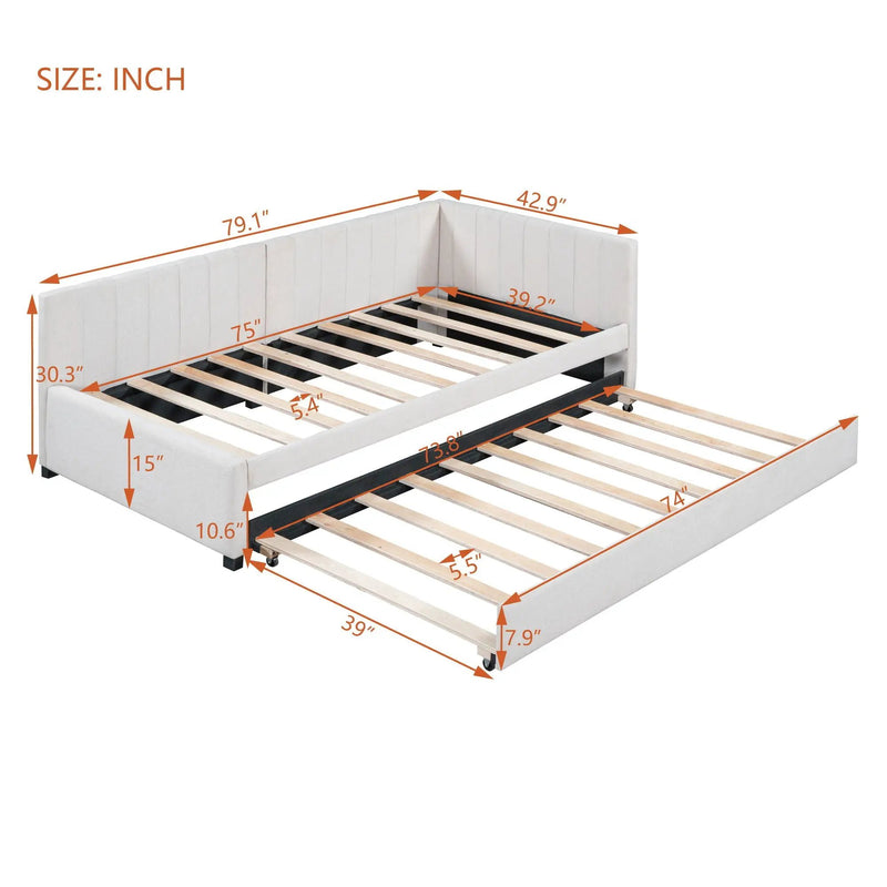 Upholstered Daybed, Sofa Bed Frame, No Box Spring Needed