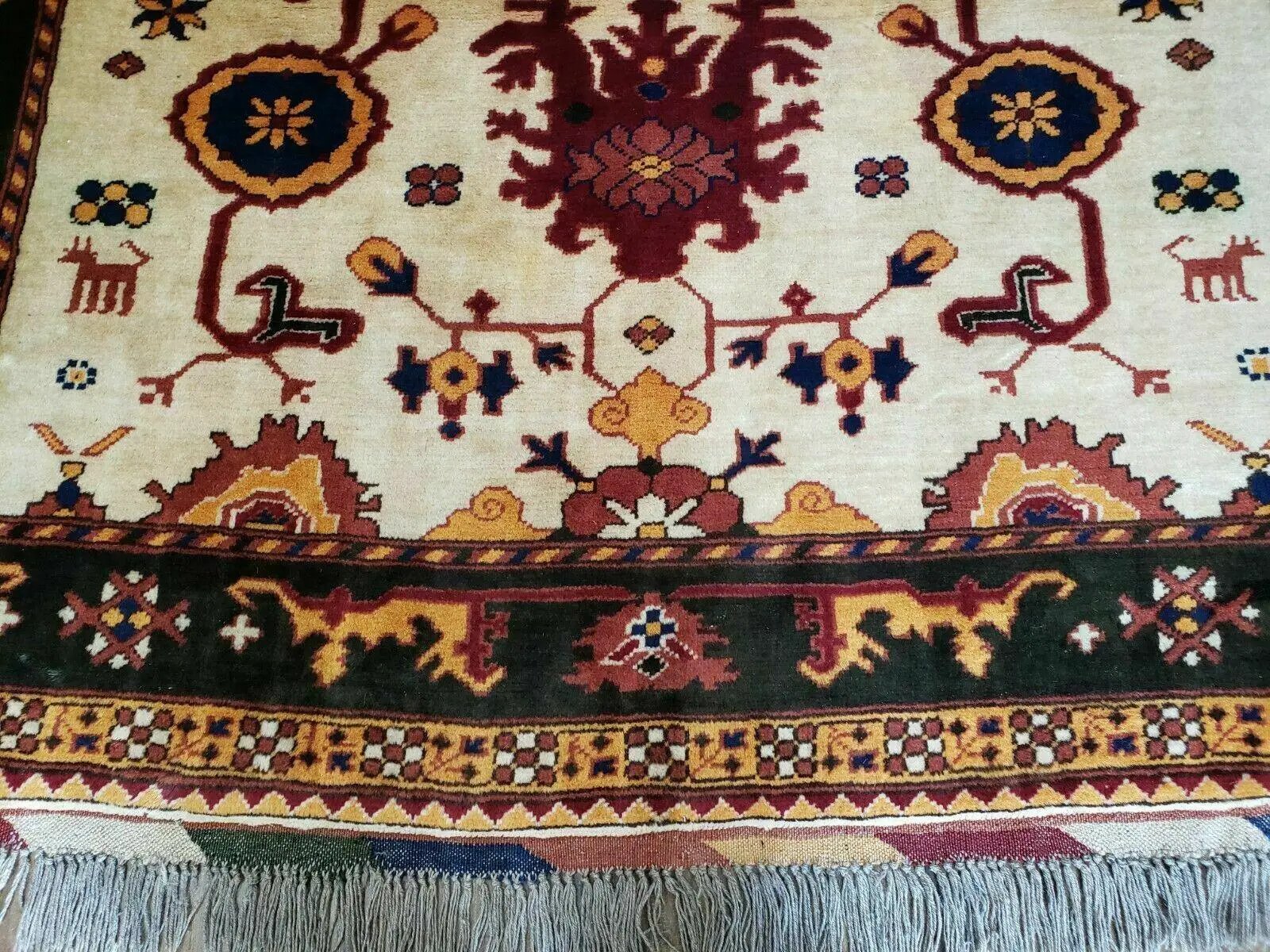 5' X 6' Vintage Handmade Knotted Turkish Kazak Pattern Wool Rug Bohemian Boho Interior Design by Jewel Rugs