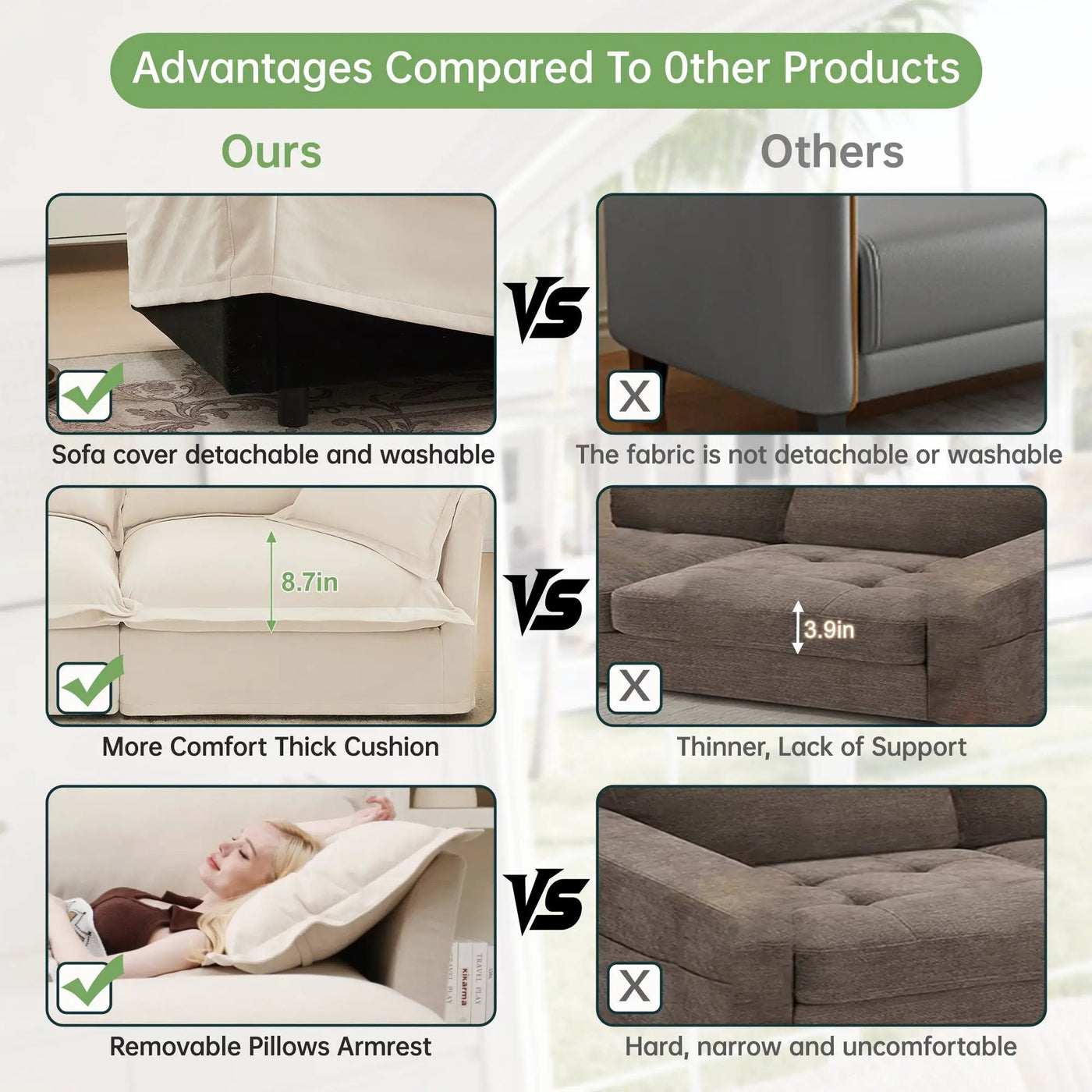 Slipcovered L Shape Sectional Long Sofa Couch - 4 Seater by HouseOfZazla