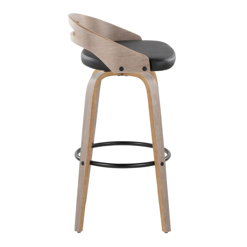 Cassis - Mid Century Modern Fixed Height Barstool With Swivel With Round Footrest (Set of 2) by HouseOfZazla