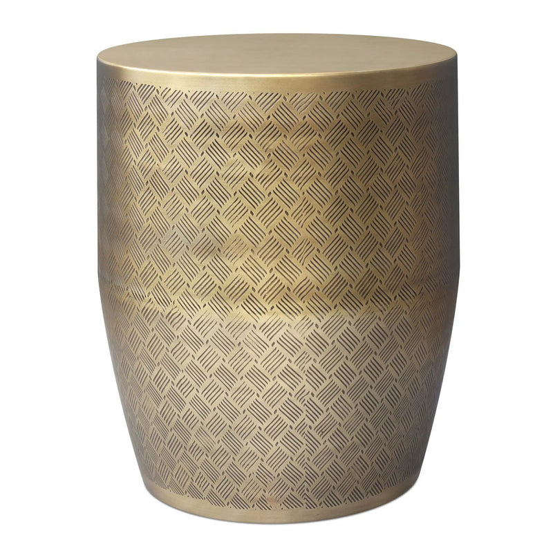 Johnsen - Cross Hatch Pattern Accent Table - Antique Gold by HouseOfZazla