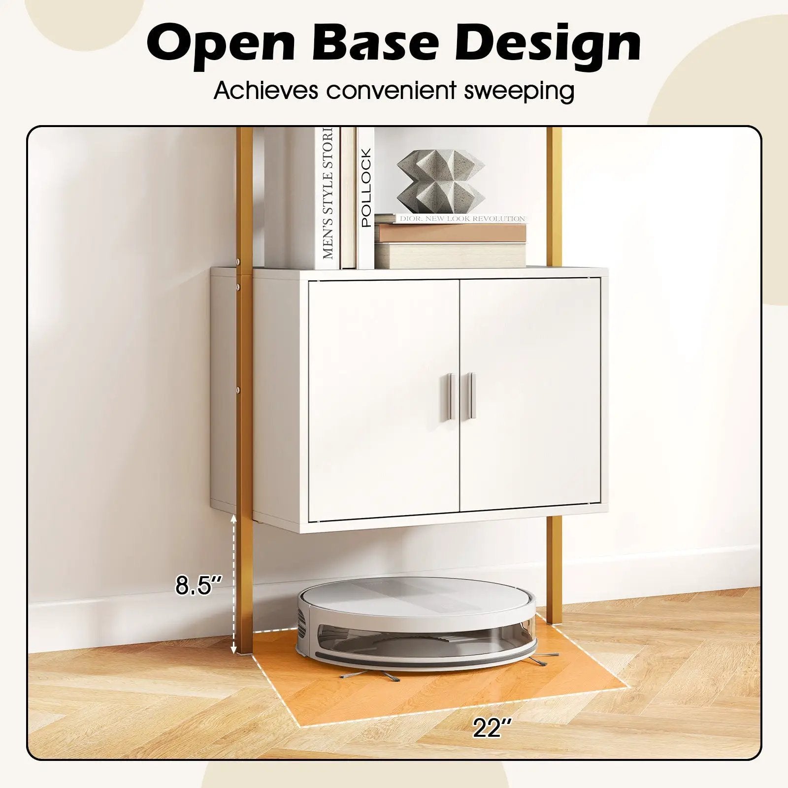 72.5 Inch Tall Bookshelf with Cabinet Anti-Tipping Kits and Metal Frame by DirectDeals