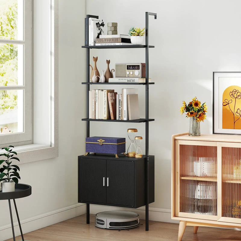 72.5 Inch Tall Bookshelf with Cabinet Anti-Tipping Kits and Metal Frame by DirectDeals