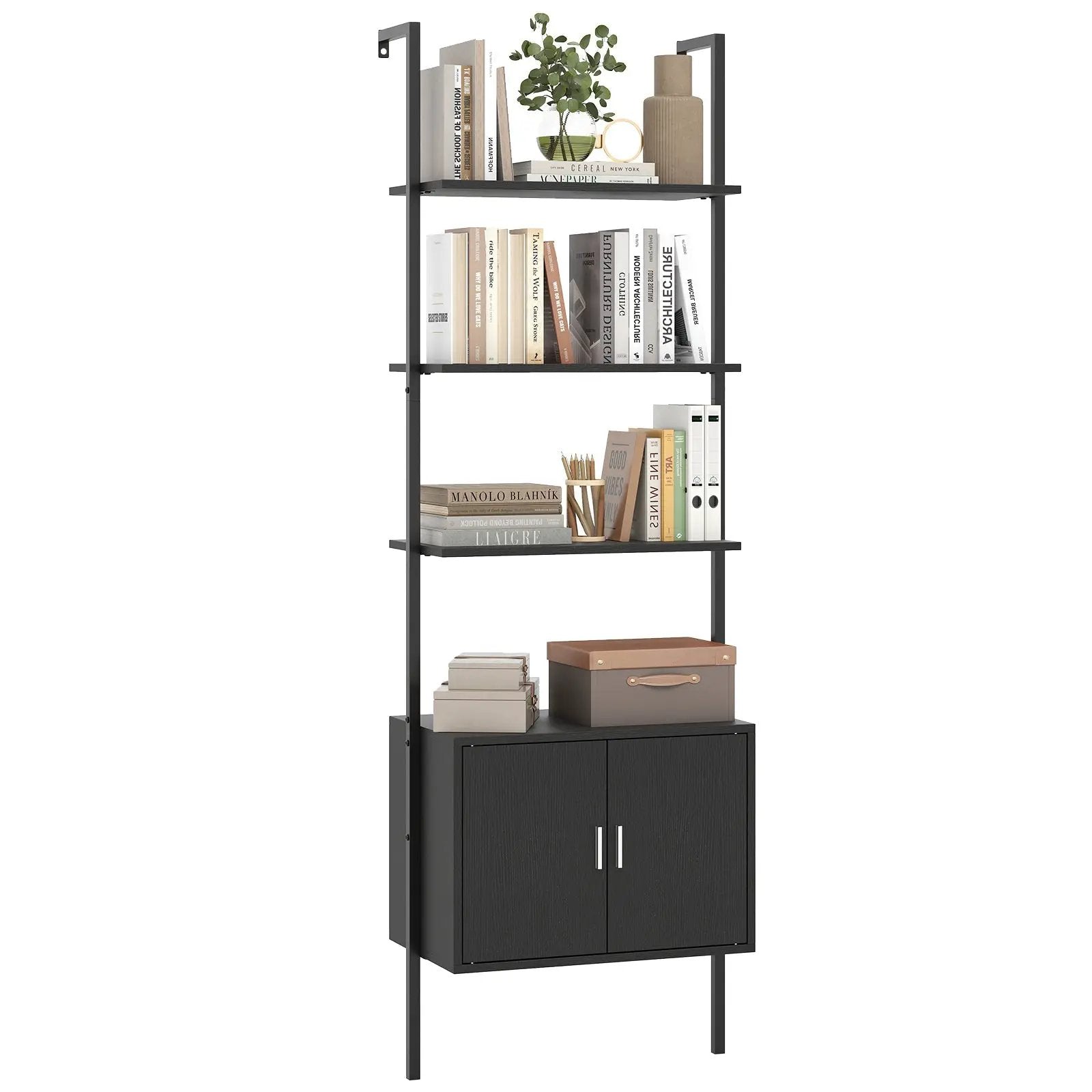 72.5 Inch Tall Bookshelf with Cabinet Anti-Tipping Kits and Metal Frame by DirectDeals