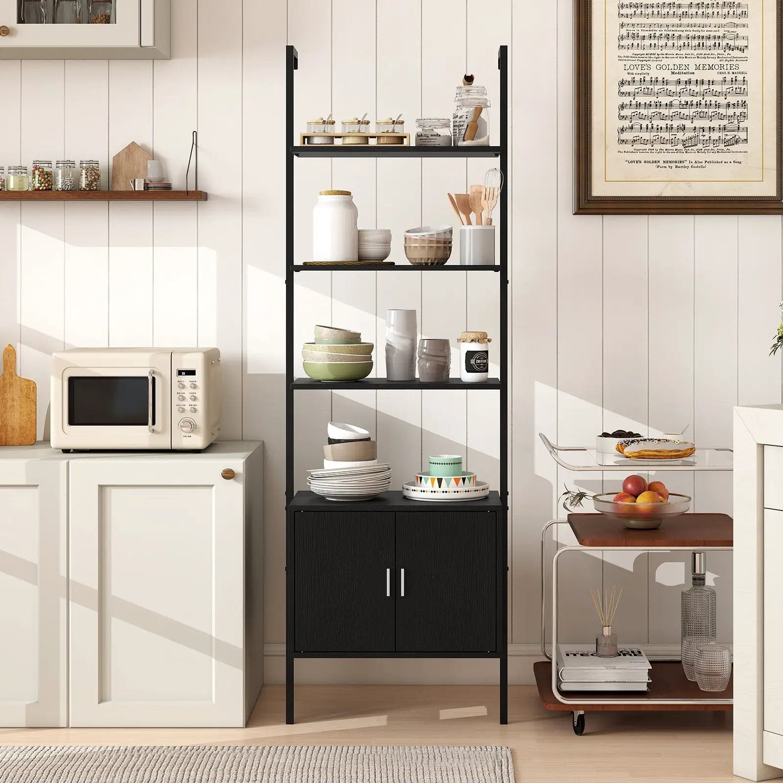 72.5 Inch Tall Bookshelf with Cabinet Anti-Tipping Kits and Metal Frame by DirectDeals