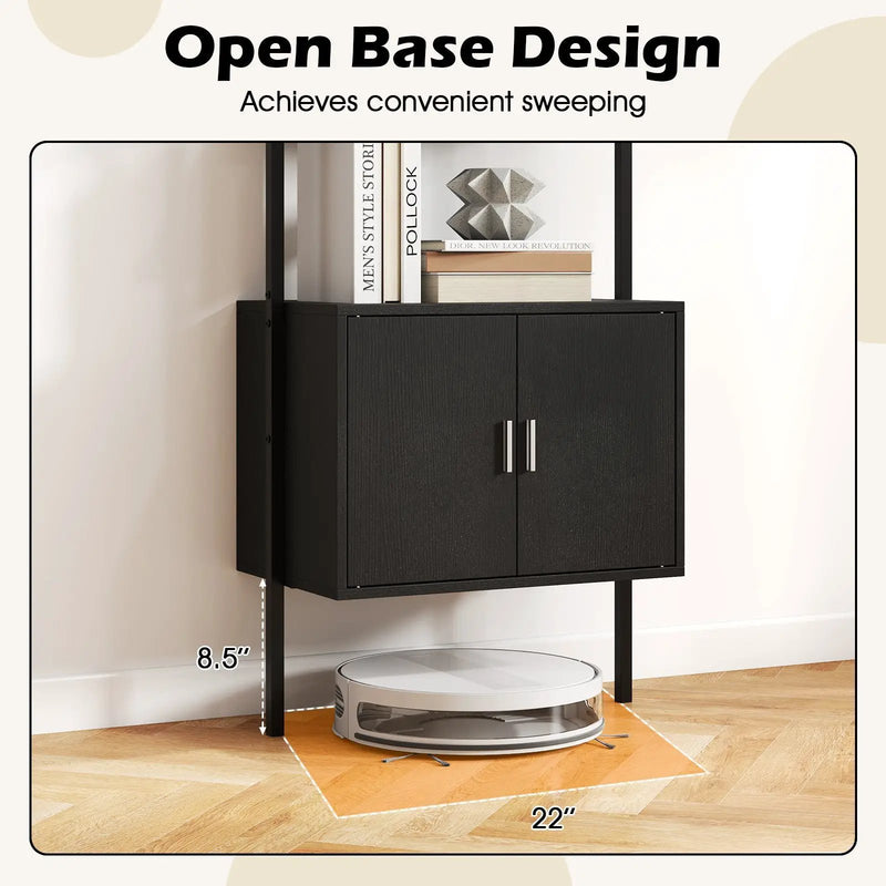 72.5 Inch Tall Bookshelf with Cabinet Anti-Tipping Kits and Metal Frame by DirectDeals
