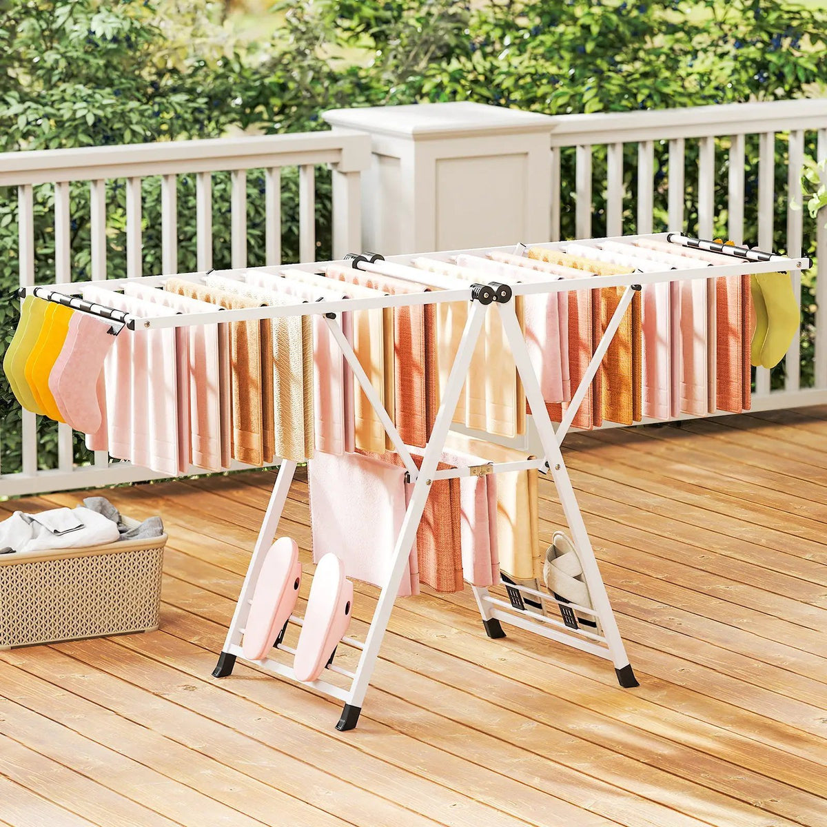 72.5 Inches Clothes Drying Rack with Height Adjustable Wings, photo 3 of 16