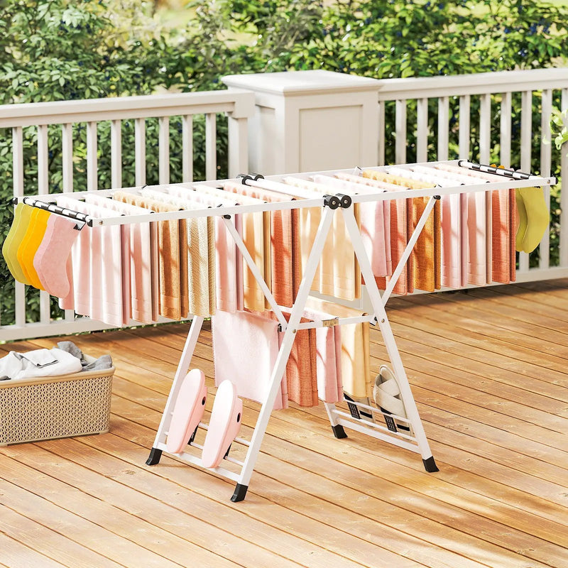 72.5 Inches Clothes Drying Rack with Height Adjustable Wings by DirectDeals
