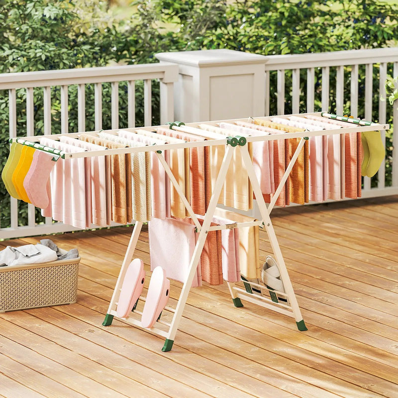 72.5 Inches Clothes Drying Rack with Height Adjustable Wings by DirectDeals