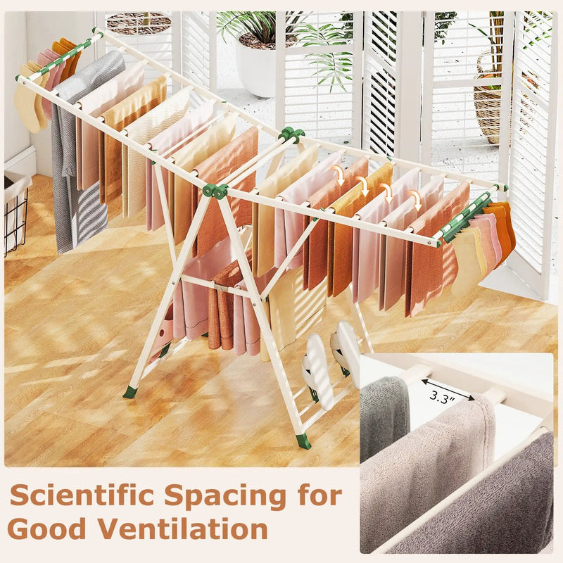 72.5 Inches Clothes Drying Rack with Height Adjustable Wings by DirectDeals