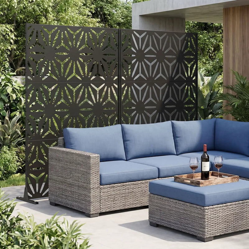 Metal Privacy Screen 72"H x 48"W Freestanding Fence Panel by DirectDeals