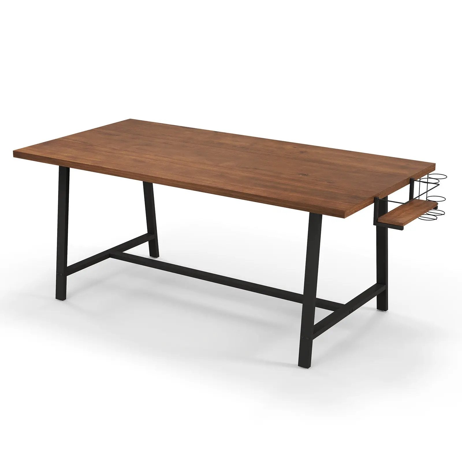 72 Inch Dining Table Rectangular Kitchen Table with 2-Bottle Wine Rack for 5-7-Walnut by DirectDeals