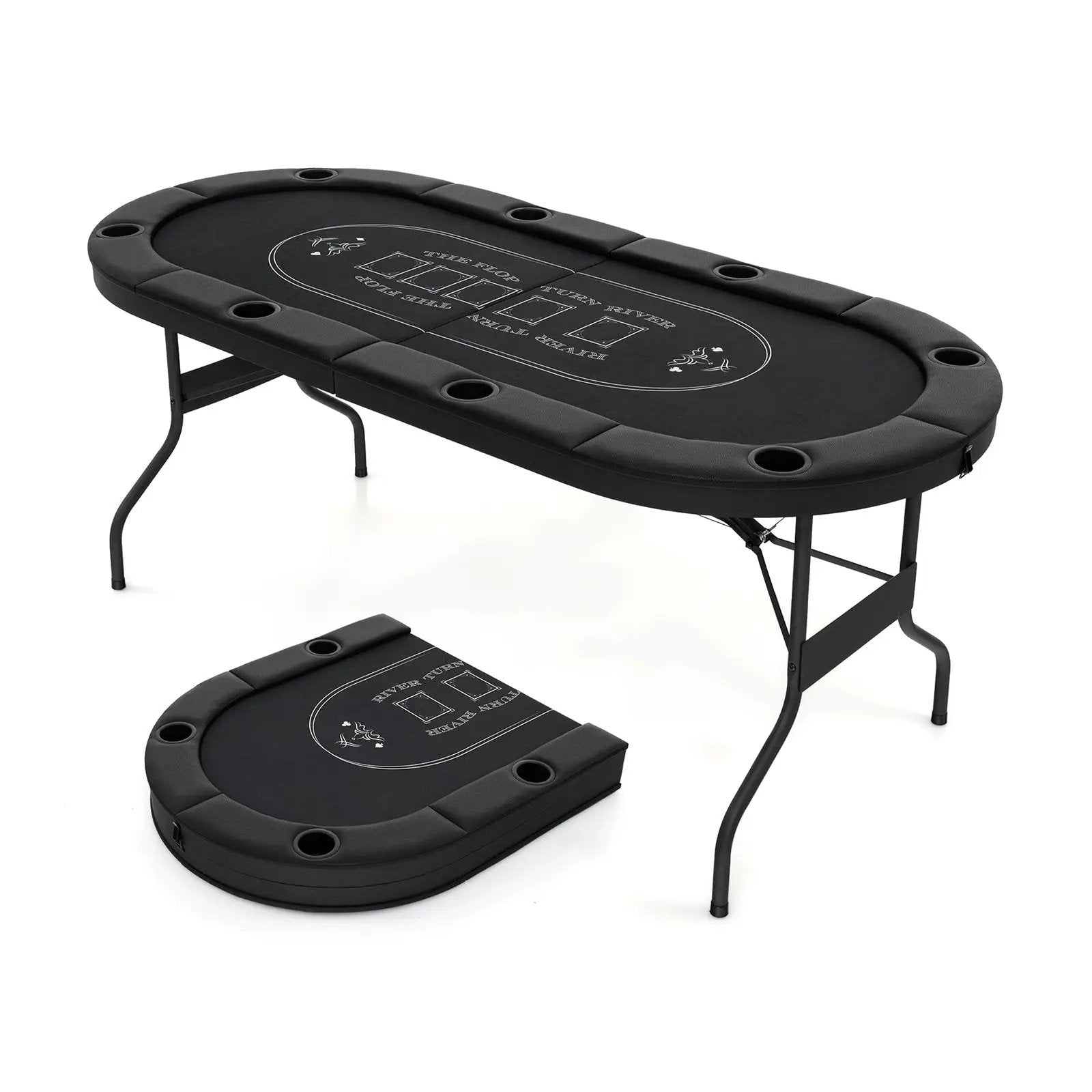 72 Inch Foldable Poker Table for 8 Players Portable Oval Card Board Game Table by DirectDeals