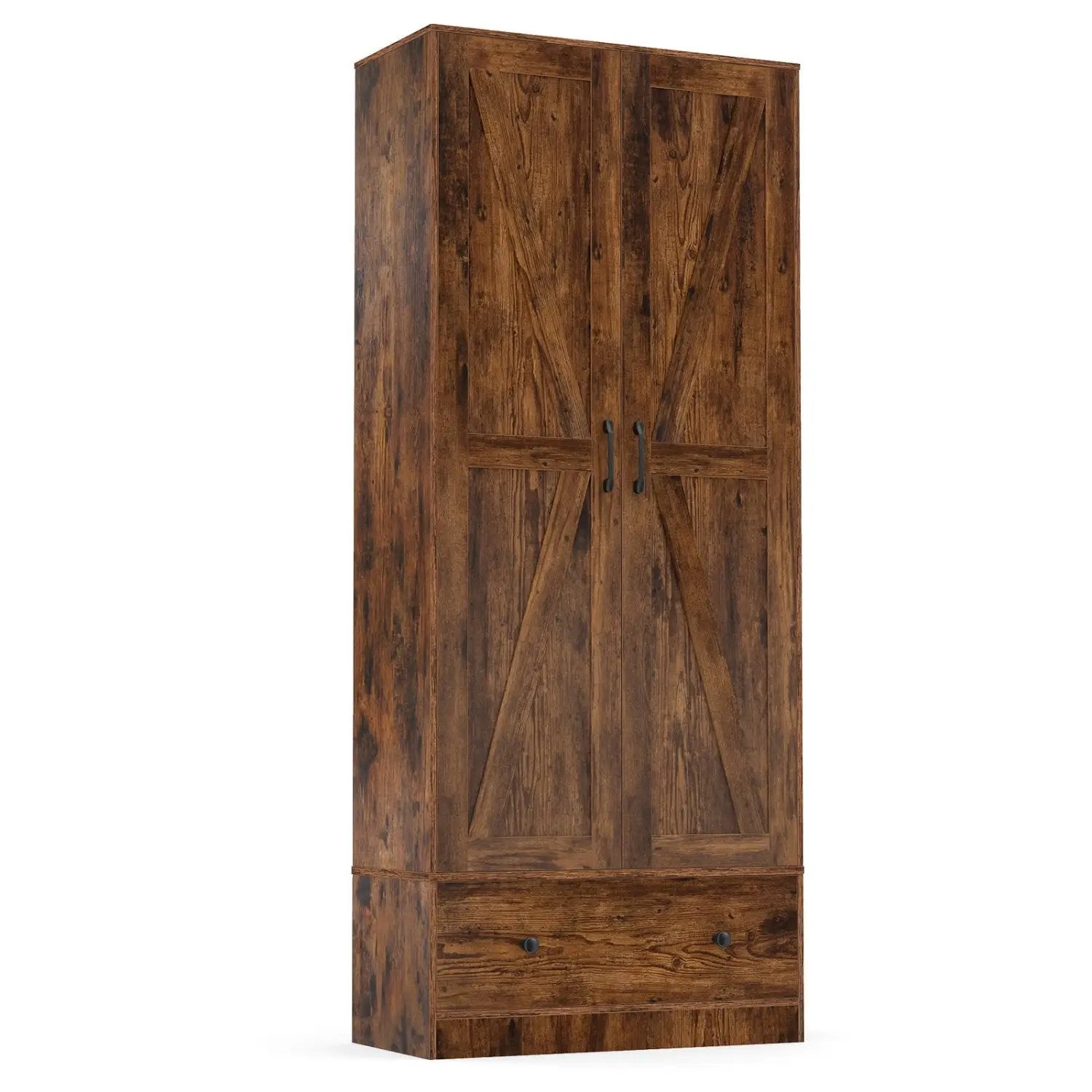 72 Inch Tall Kitchen Pantry Cabinet Farmhouse Wooden Cupboard with 2 Doors by DirectDeals