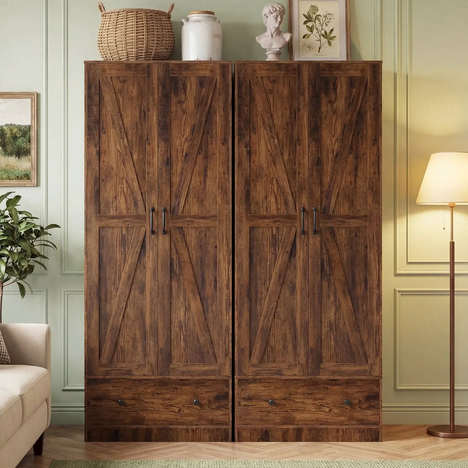 72 Inch Tall Kitchen Pantry Cabinet Farmhouse Wooden Cupboard with 2 Doors by DirectDeals