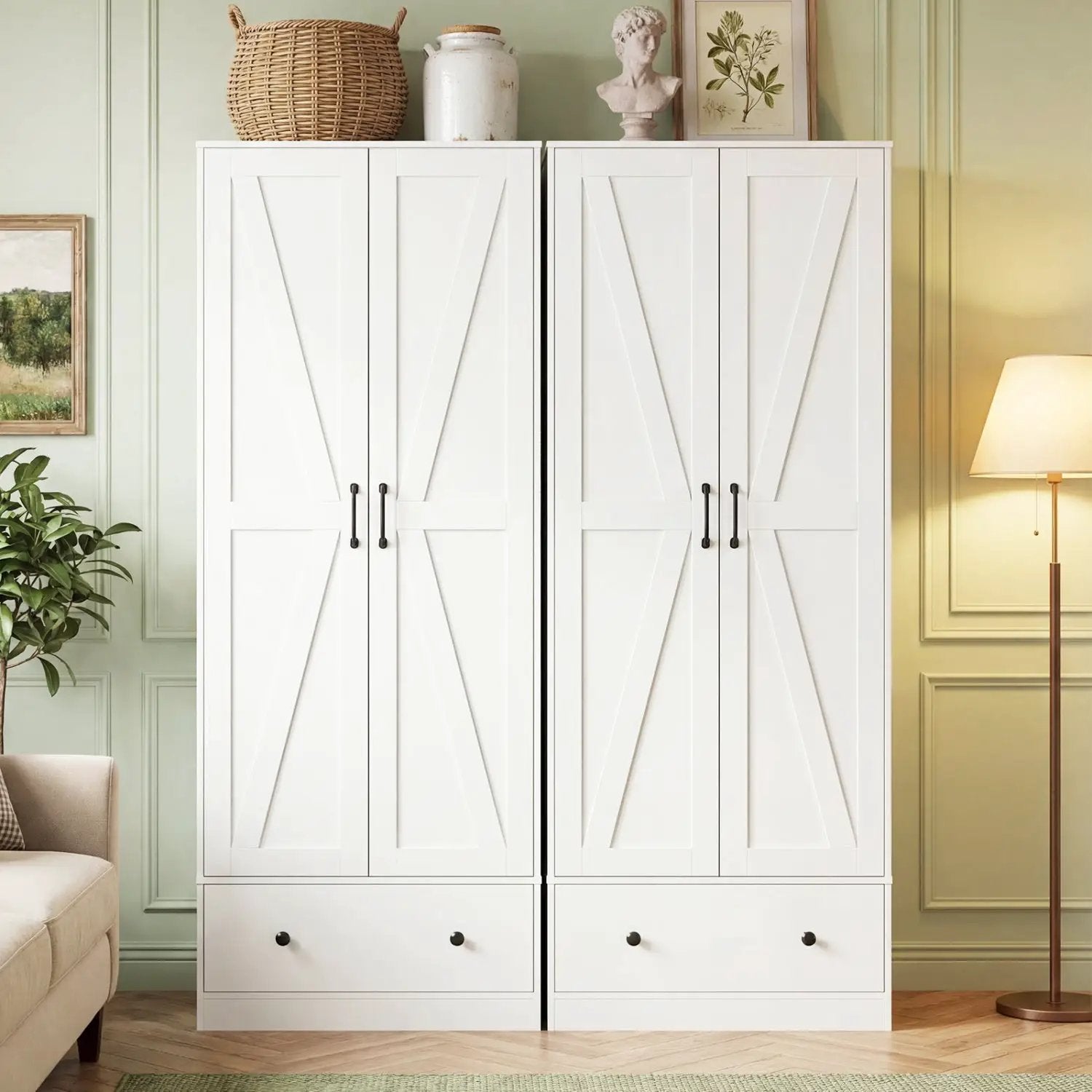 72 Inch Tall Kitchen Pantry Cabinet Farmhouse Wooden Cupboard with 2 Doors by DirectDeals