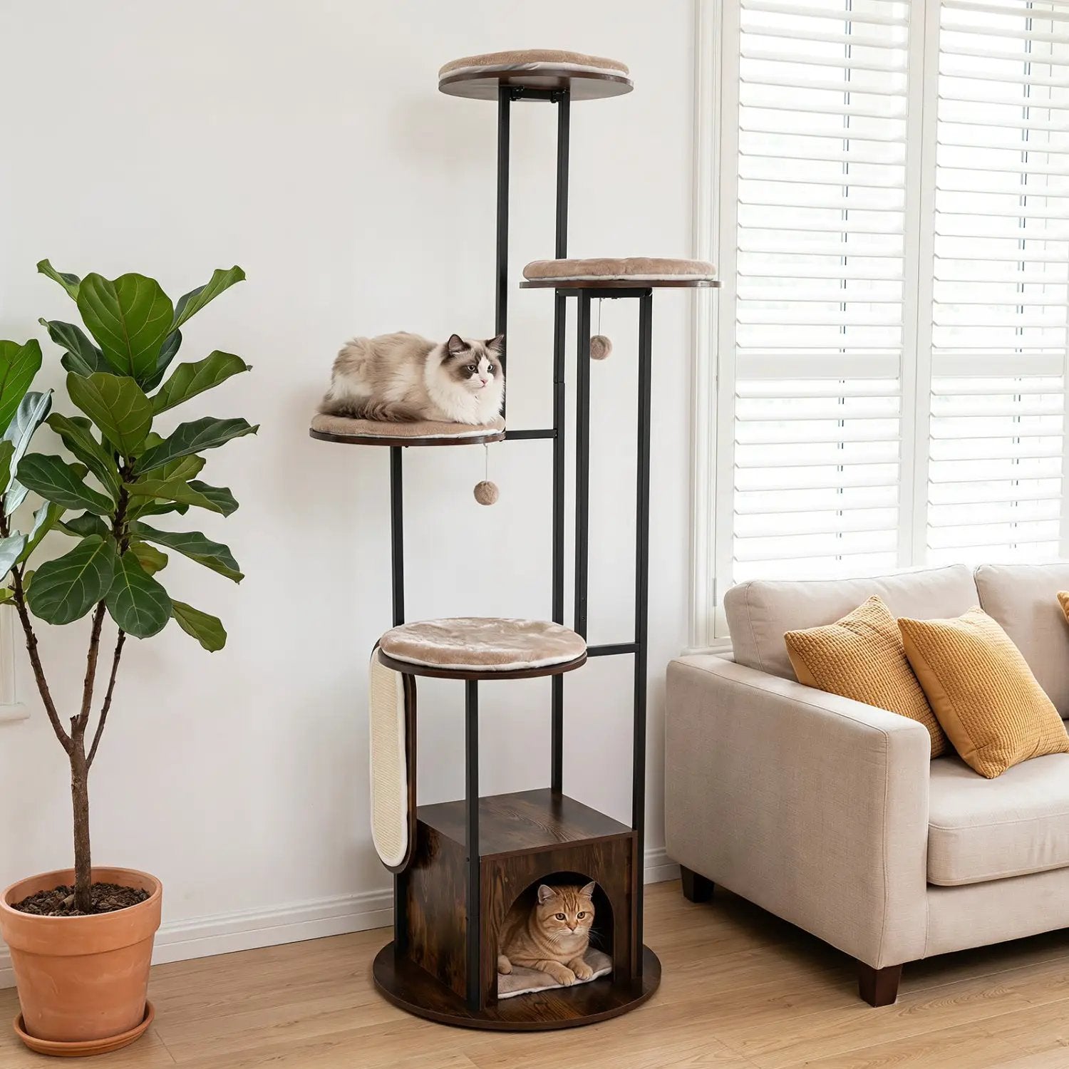 72-Inch Multi-Level Cat Tree with Condo and Perches by DirectDeals