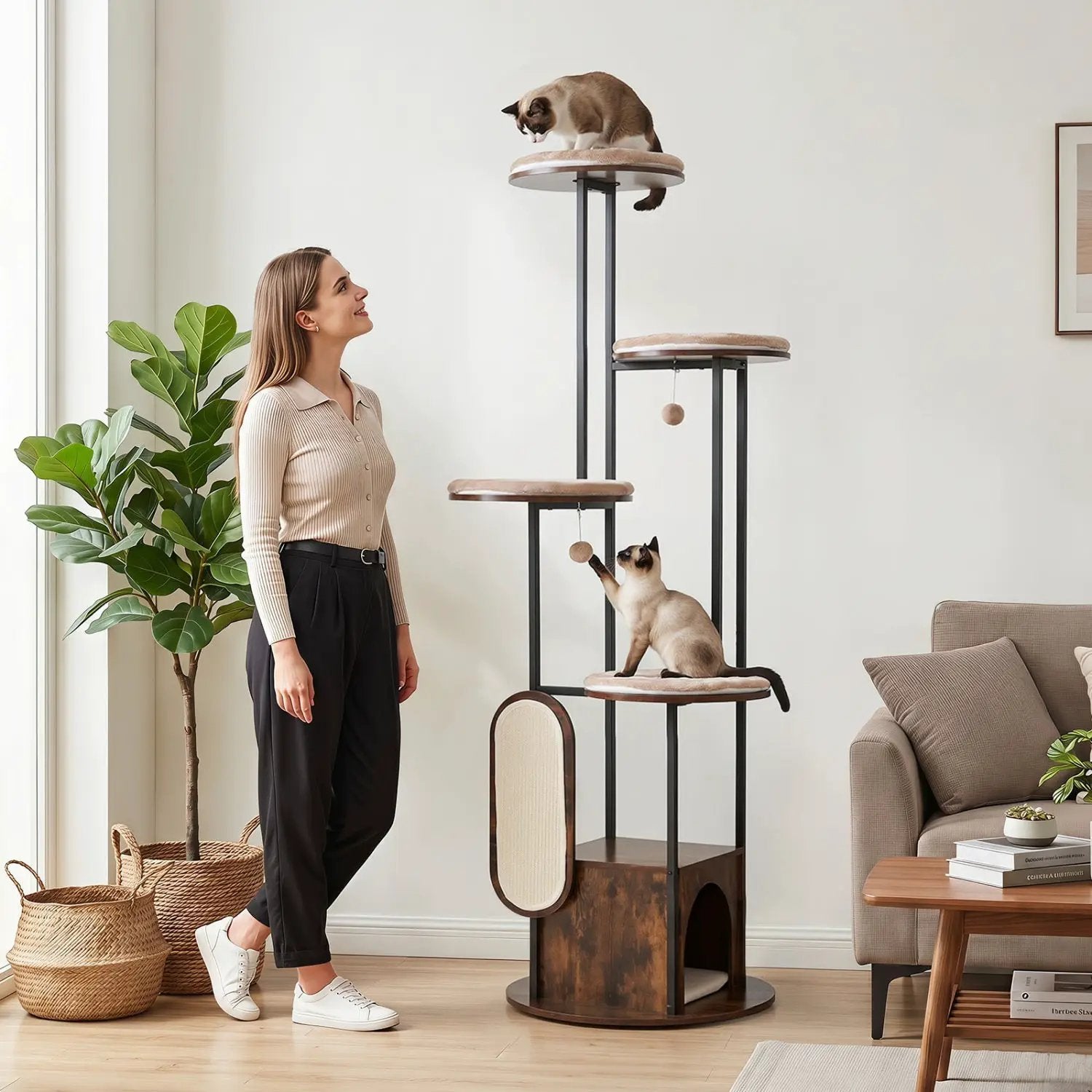 72-Inch Multi-Level Cat Tree with Condo and Perches by DirectDeals