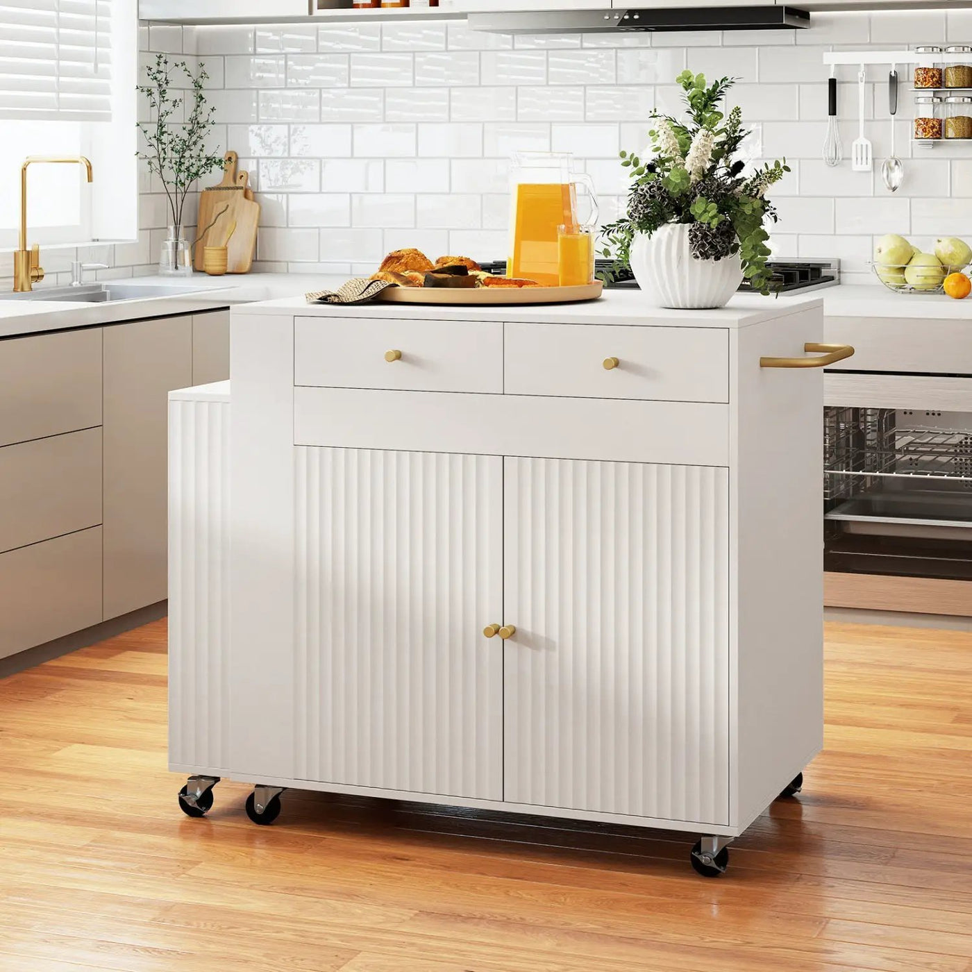 72" Kitchen Island with Extendable Dining Table & Power Outlet by DirectDeals