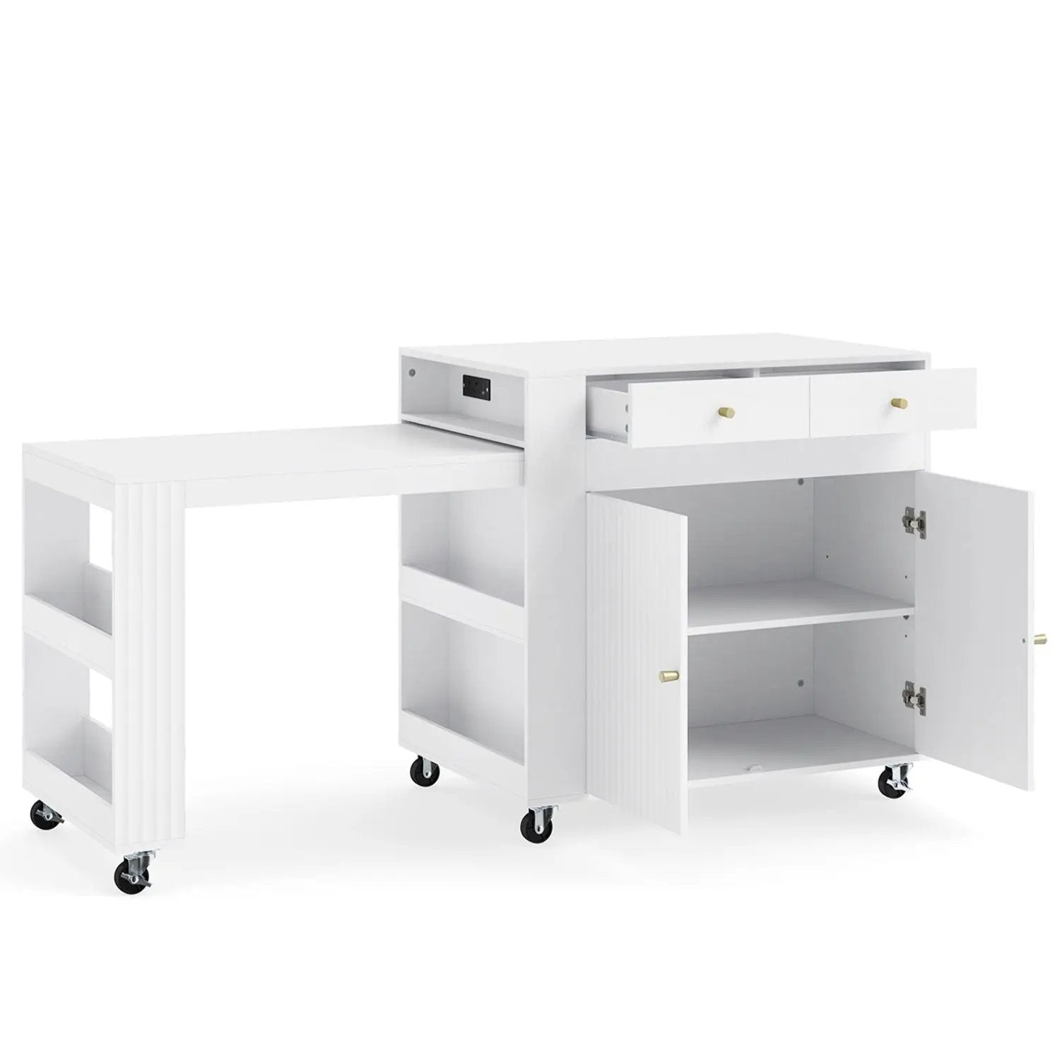 72" Kitchen Island with Extendable Dining Table & Power Outlet by DirectDeals