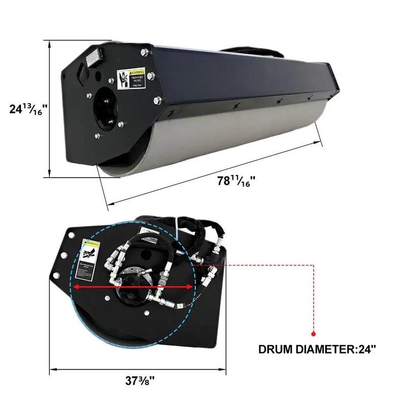 Greatbear 72" Skid Steer Vibratory Roller 24" Smooth Drum Attachment by Chery Industrial