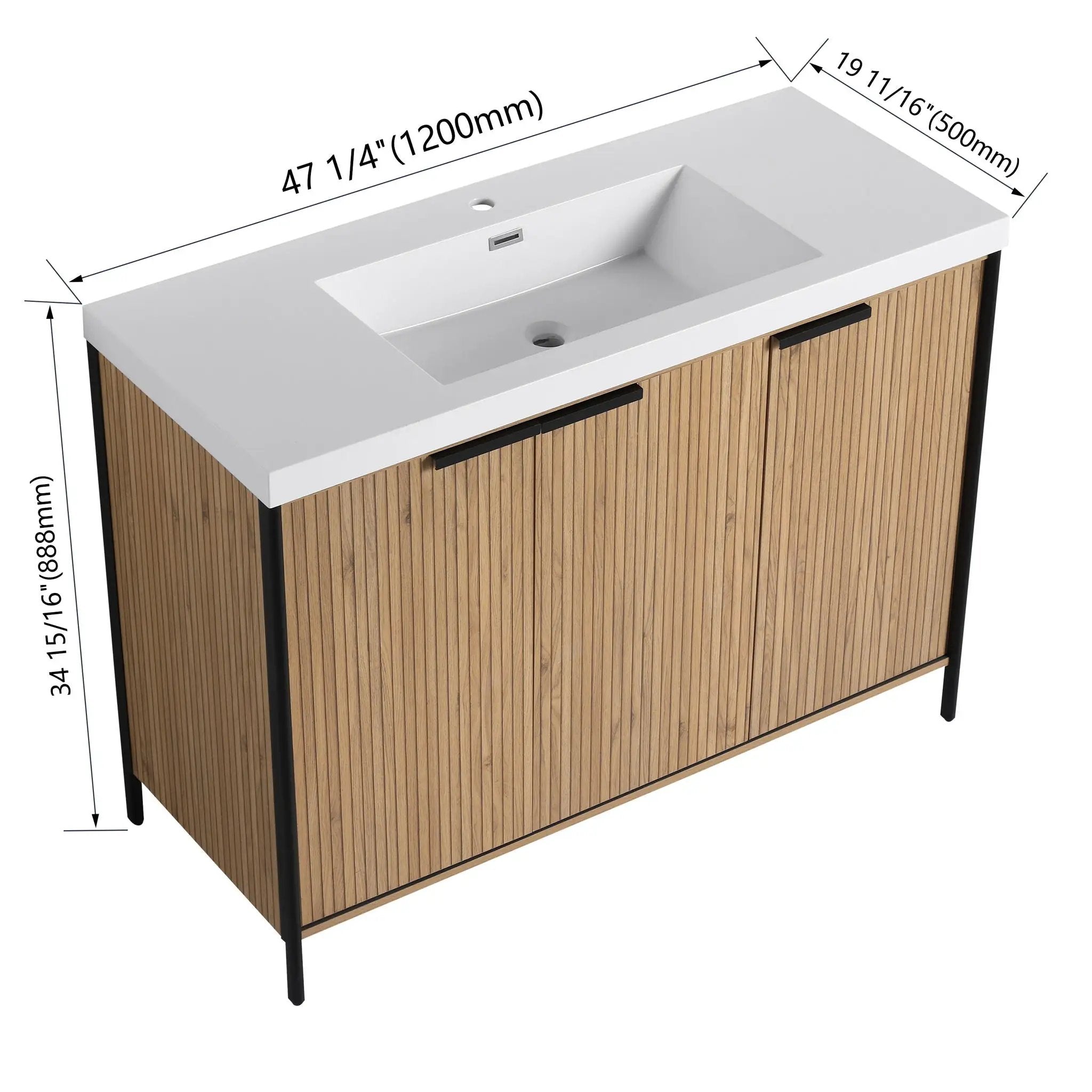 Modern Freestanding Bathroom Vanity With Resin Sink & Soft Close Cabinet Doors by Unique Piece Furniture