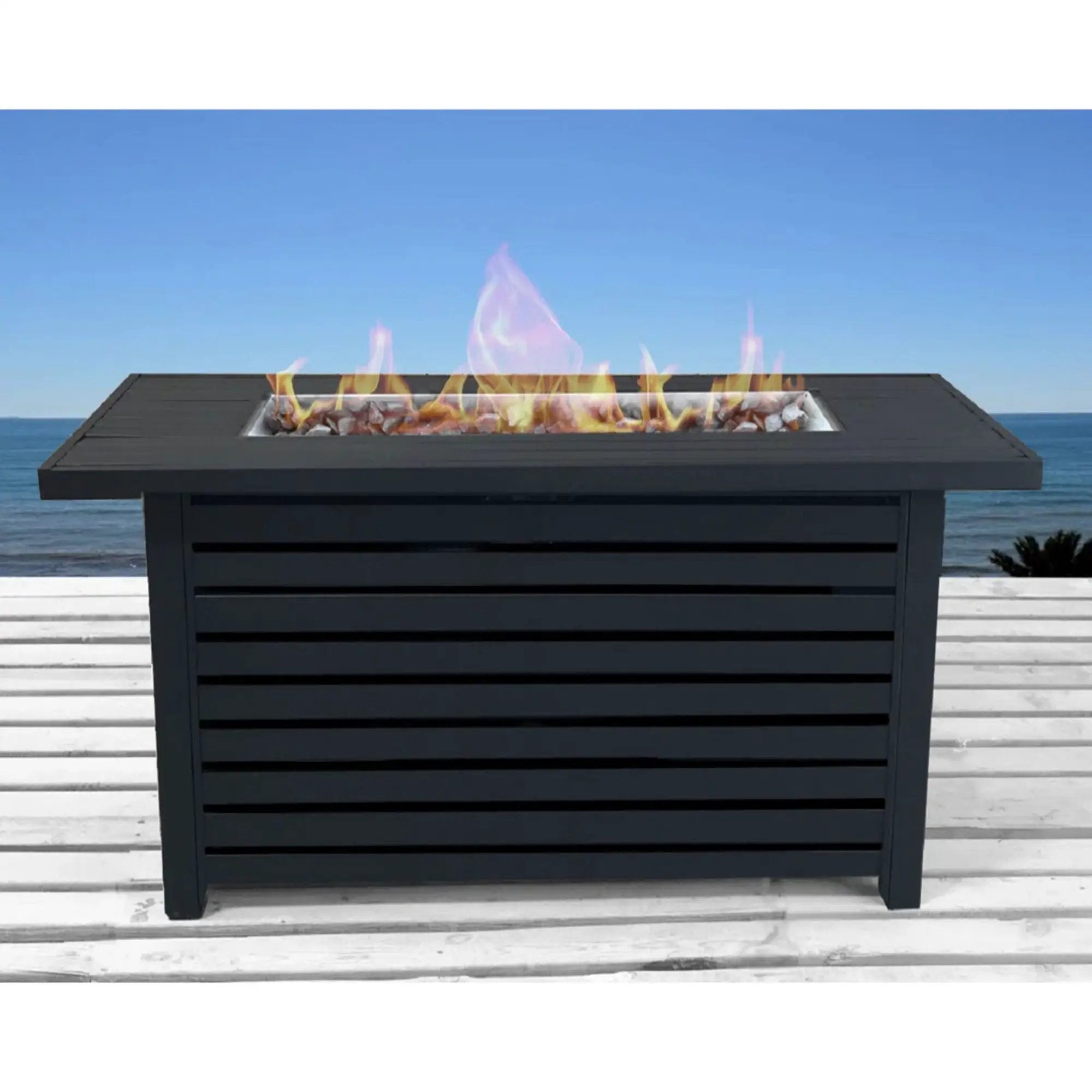 Propane / Gas Outdoor Fire Pit Table With Lid Durable Construction - Black by Unique Piece Furniture
