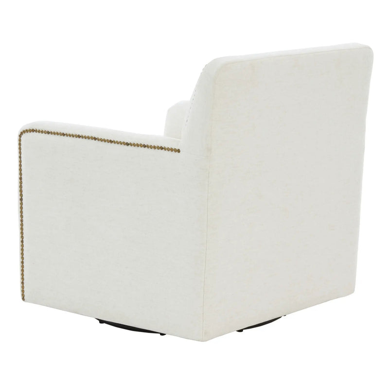 Tolland - Swivel Accent Chair With Antique Brass Nailhead Trim - Cream by HouseOfZazla