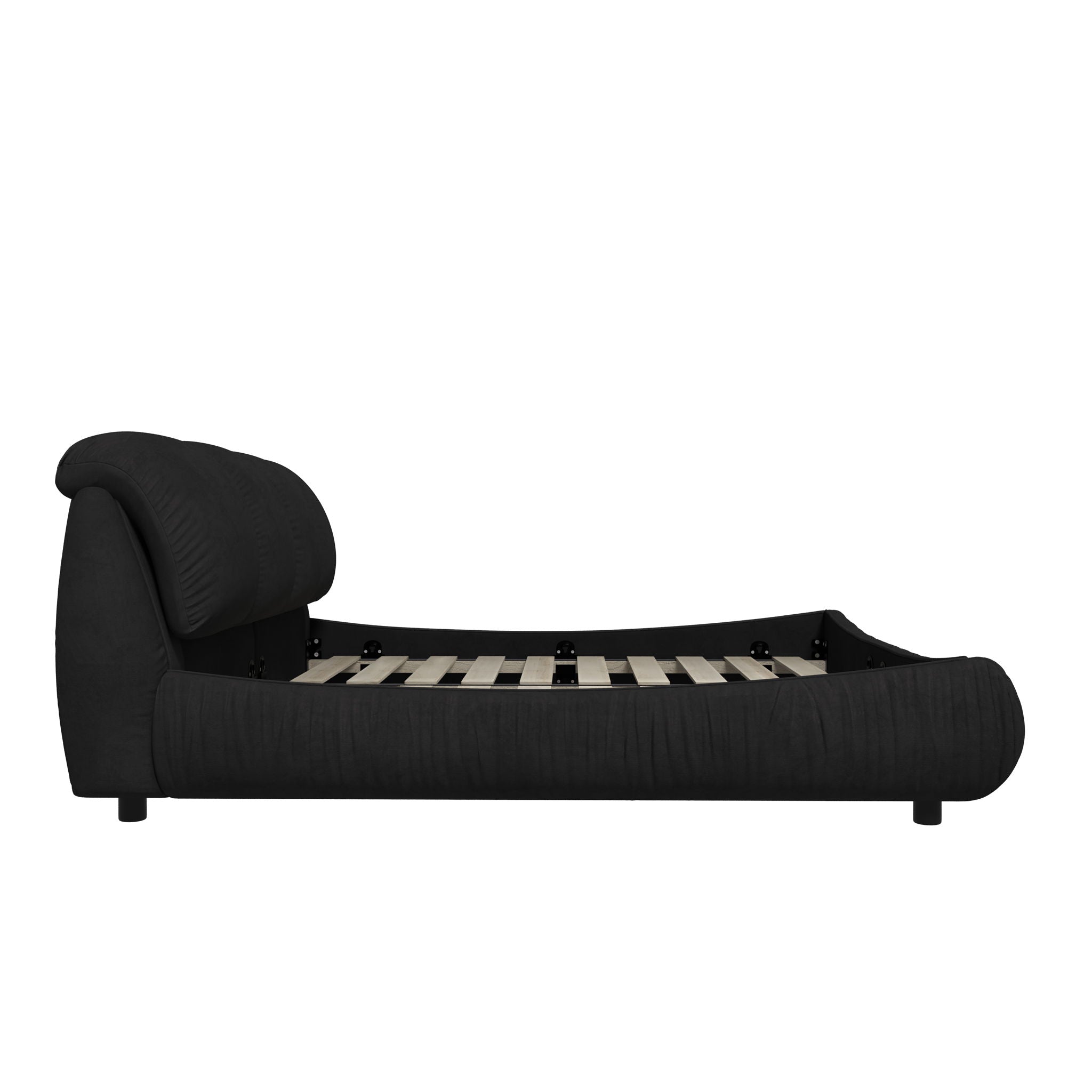 Luxury Upholstered Platform Bed With Oversized Padded Backrest And Solid Wood Frame by HouseOfZazla