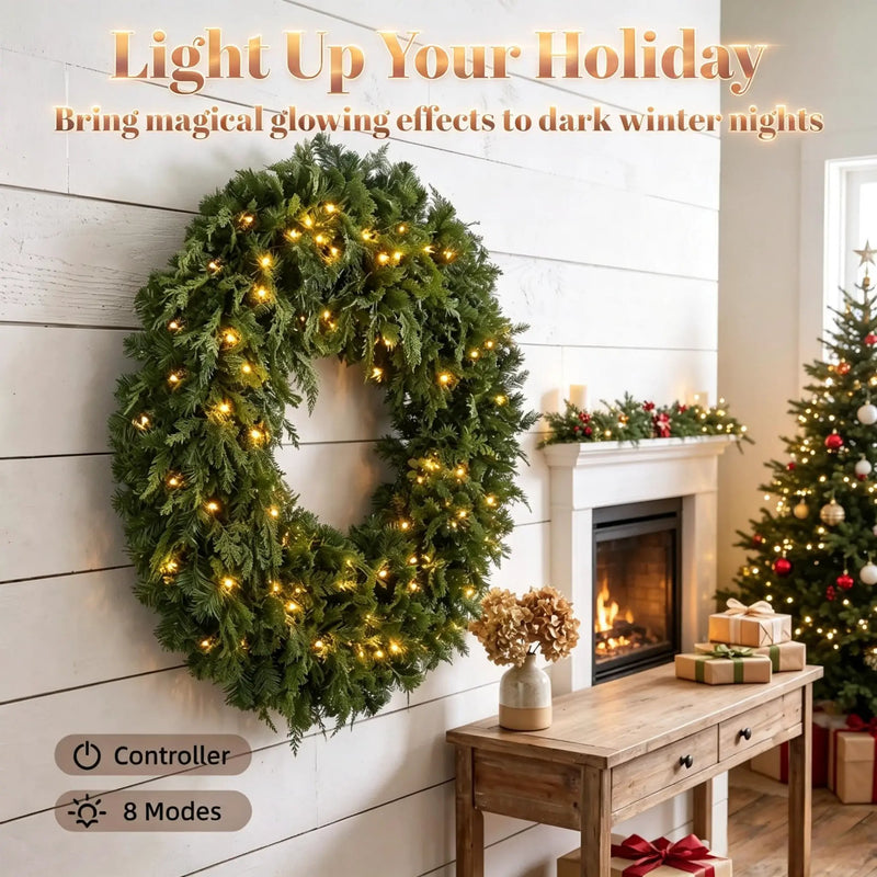 36-Inch Pre-Lit Crestwood Spruce Artificial Christmas Wreath by HouseOfZazla