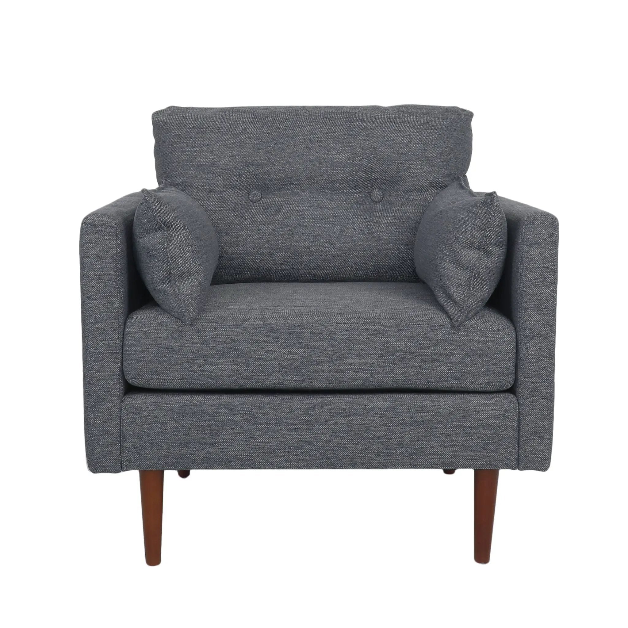 Enchantica Upholstered Fabric Club Chair with Button Tufting and 2 Accent Pillows by HouseOfZazla