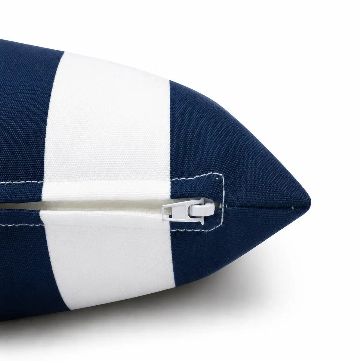 4 Pack Outdoor Lumbar Pillow Covers - Navy Blue/White Striped by HouseOfZazla