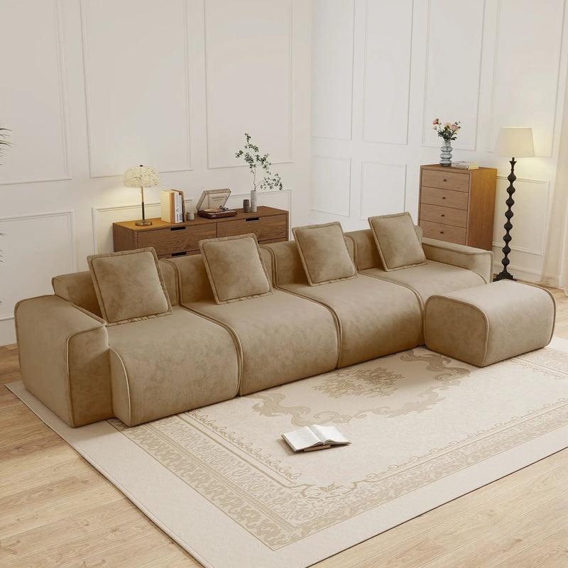 Streamlined Design Modular 4 Seat L Shape Sectional Sofa by HouseOfZazla