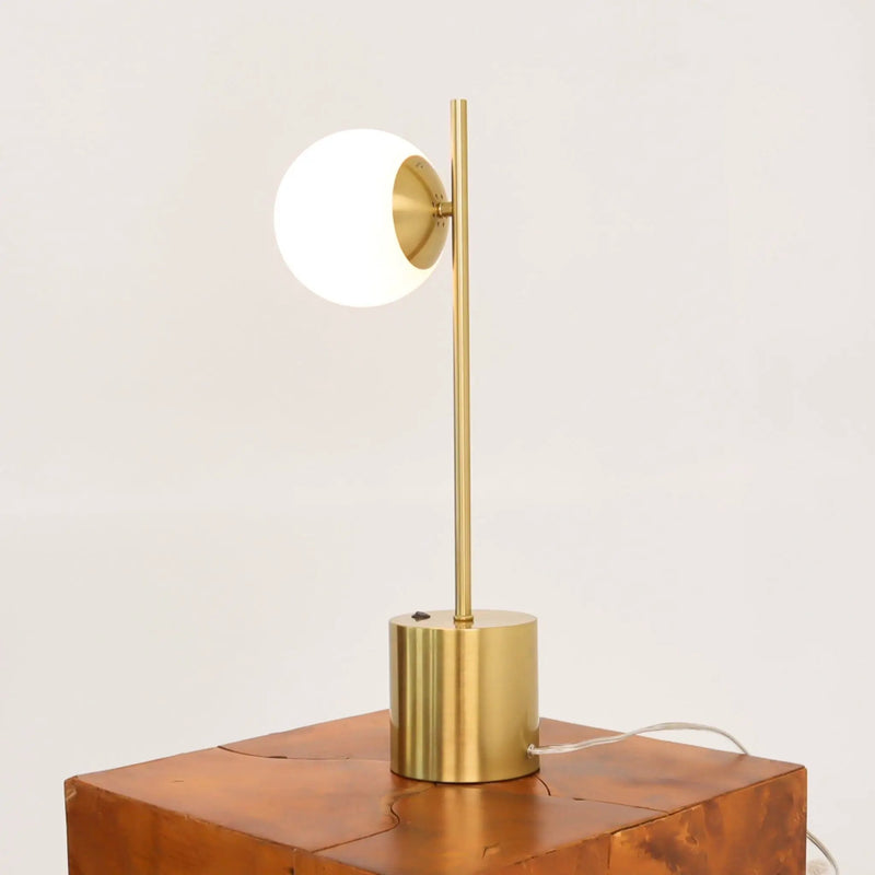 Ethereal - Modern Small Table Lamp, Desk Lamp Fixture With Globe Shade - Gold / White by HouseOfZazla