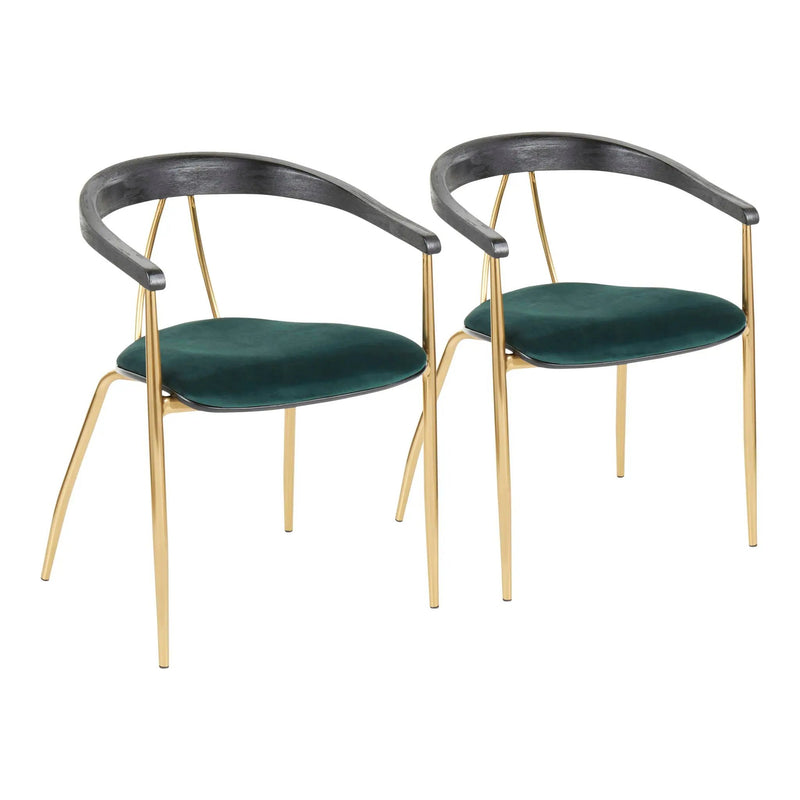 Vanessa - Contemporary Chair (Set of 2) - Gold / Green - Black by Unique Piece Furniture