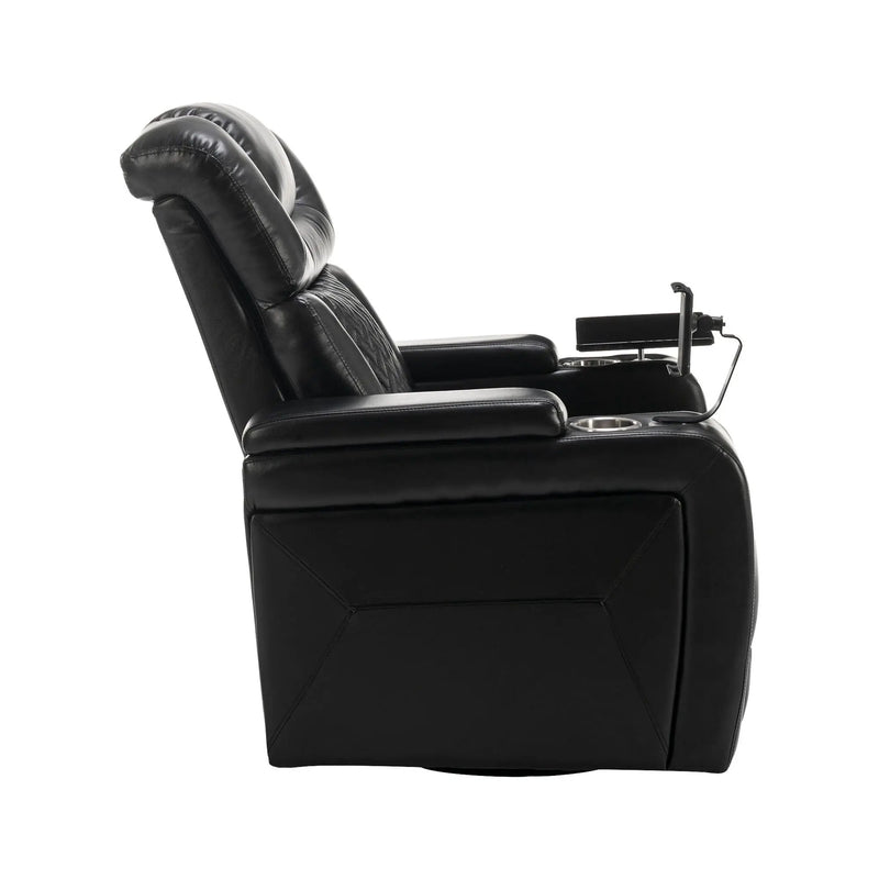 270 Degree Swivel Power Recliner With Tray Table, Phone Holder, Cup Holder, USB Port by HouseOfZazla