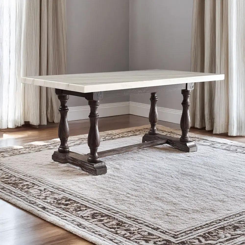 Gerardo - 31" Dining Table - White Marble Top & Weathered Espresso by Unique Piece Furniture