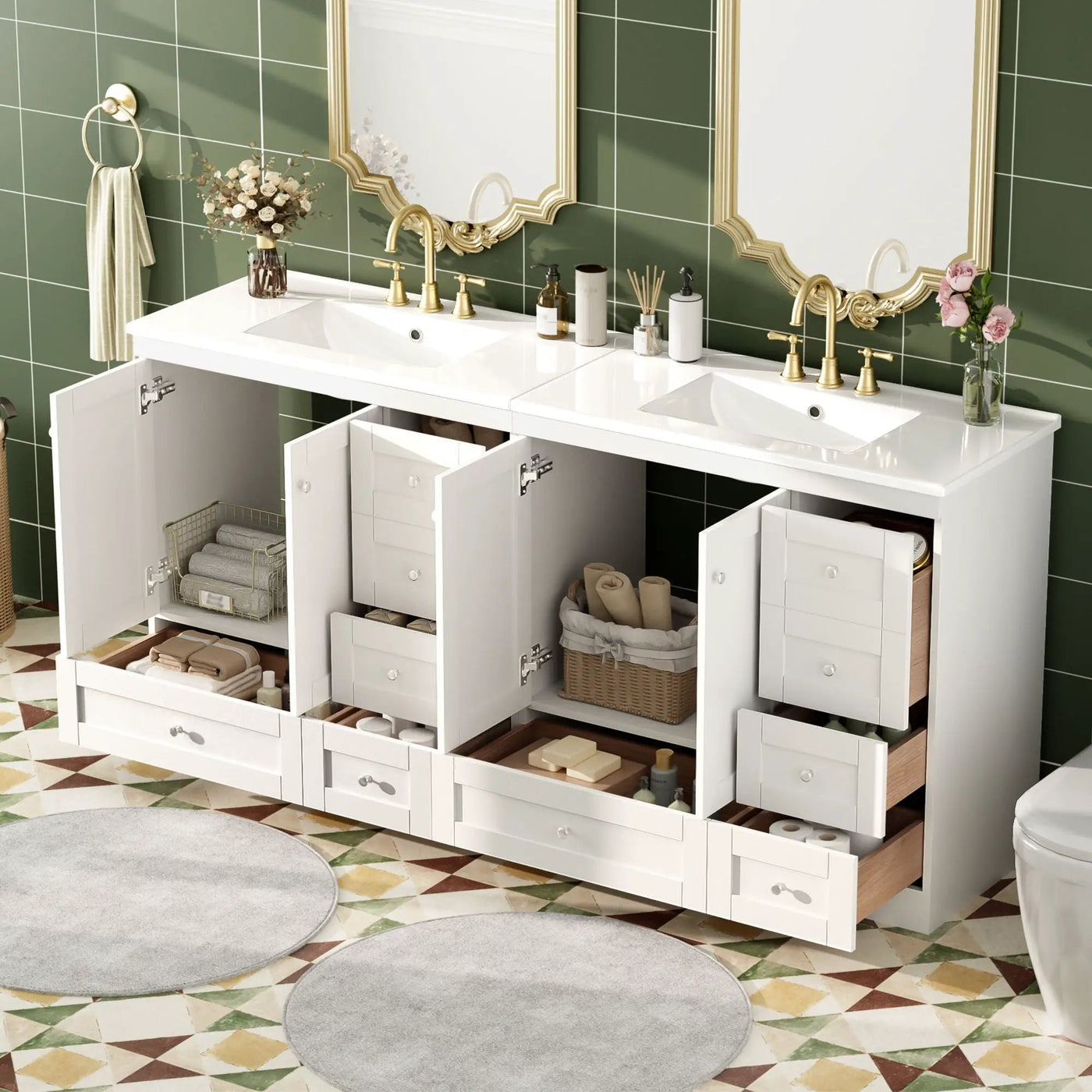 Shaker Free Standing Bathroom Vanity Cabinet & Sink, Soft Close Drawers, Soft Close Doors by Unique Piece Furniture