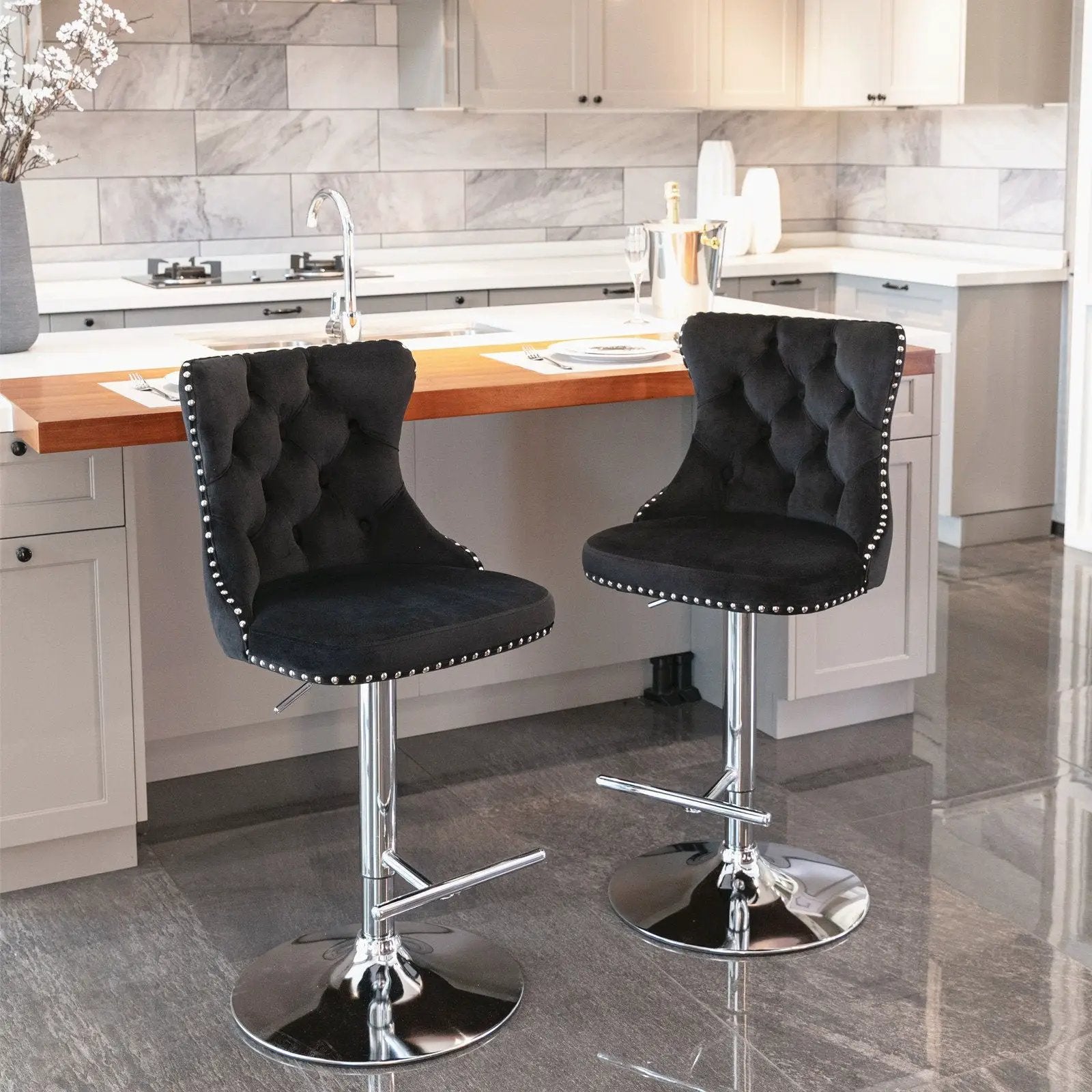 Swivel Adjustable Height Barstools Set of 2 by HouseOfZazla